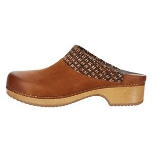 Dansko Bev Mule Clogs, Tan Burnished Nubuck Leather